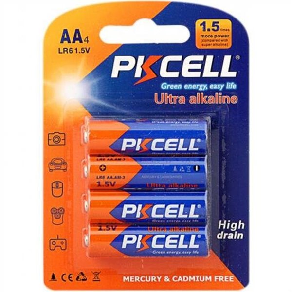Pkcell Pkcell LR6-4B 1.5V Alkaline AA Size Battery; Pack of 4 LR6-4B